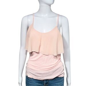 Charlotte Russe Pink Chiffon Ruffle Top (S)